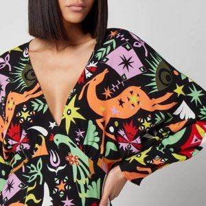 Never Fully Dressed Celestial Ruby Midi Dress 4 Black Neon Dopamine NEW